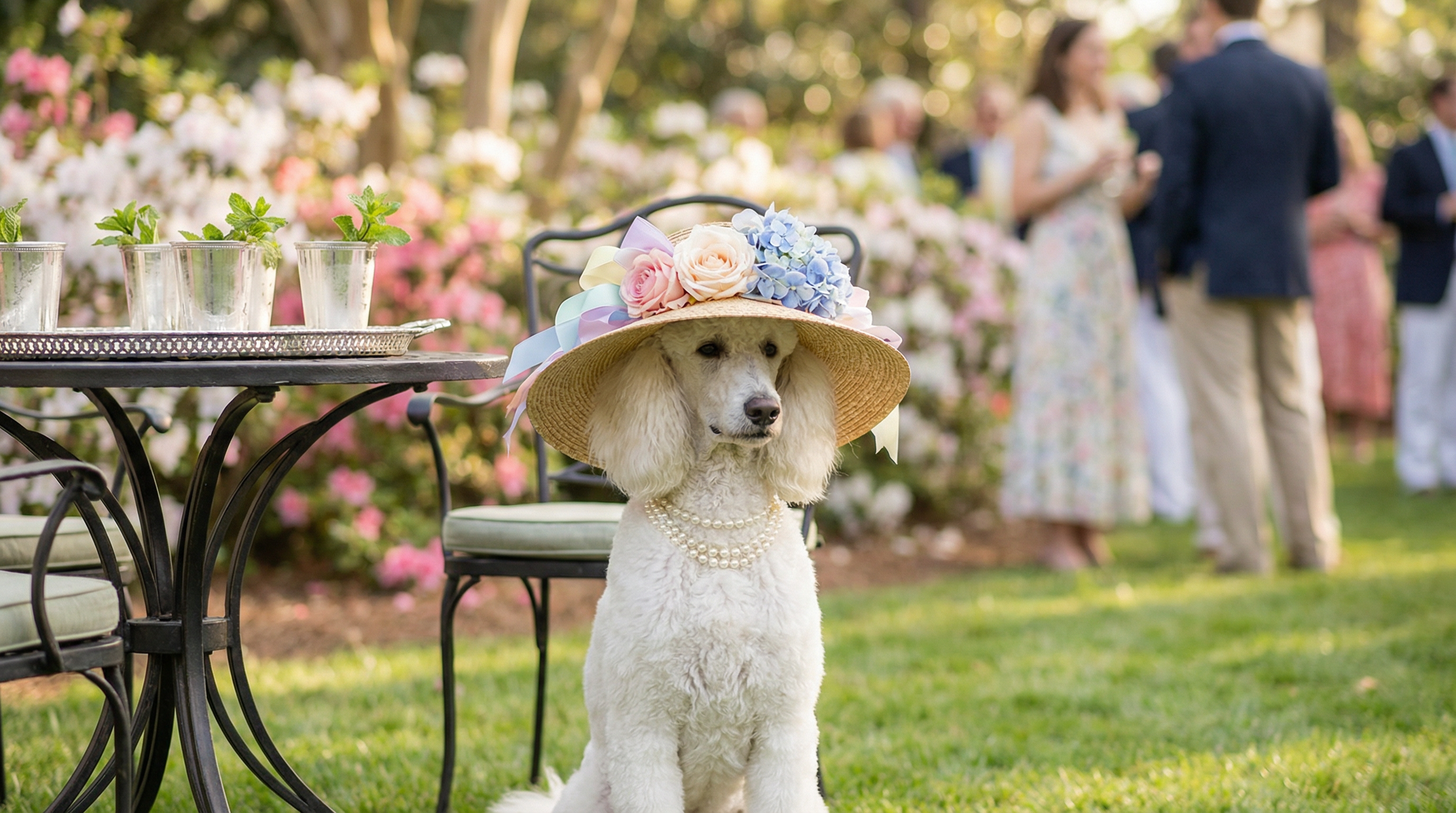 Poodle in Kentucky Derby style